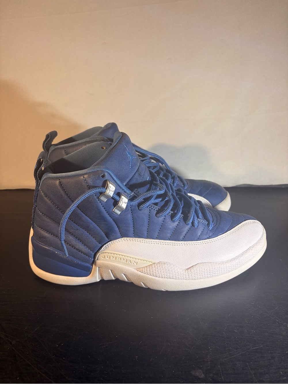 Jump Men's Jordan 12 High-Top Sneakers — Navy & White